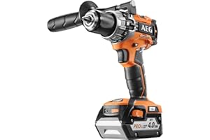 AEG Perceuse-visseuse à percussion compacte 18V BRUSHLESS, 65 Nm, 2 batt. 4,0 Ah Pro lithium, chargeur, mandrin métal 13 mm, poignée additionnelle, en coffret