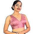 Women's Dupion Raw Silk Sleeveless V Neck Sabyasachi Cut Readymade Saree Blouse Padded Stitched Lining Designer Indian Festive Blouse | S4