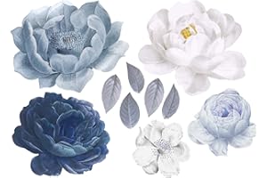 yabaduu YX020 Wandtattoo Blumen Wandfolie Dekor für Wohnzimmer Schlafzimmer Kinderzimmer 80x58cm (Blau)