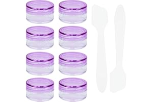 LUENHEGO 8 Stück Kleine Döschen 5ml mit Deckel Plastik Cremedosen zum Befüllen Leer Kosmetik Tiegel mit 2 Minispateln Creme Dosen Reise Töpfchen Döschen Set für Lippenbalsam, Lotion, Creme, (Lila)