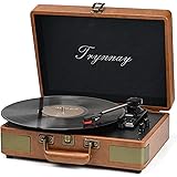 Trynnay Record Player 3 Speed Bluetooth Portable Suitcase Vinyl Player with Built-in Speakers Turntable Enhanced Audio Sound