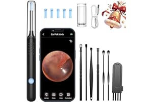 LMECHN Otoscopio Pulizia Orecchie, 1080P 3,5mm Impermeabile Endoscopio con 6 Luci LED, Pulisci Orecchie per iPhone, iPad e Android, Nero