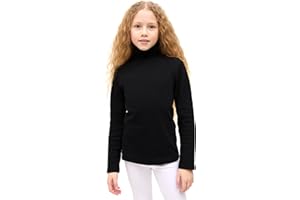 Lilax Girls' Basic Long Sleeve Turtleneck Cotton T-Shirt