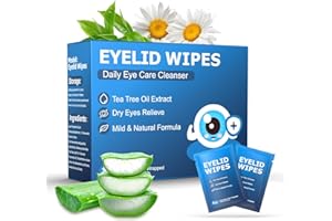 PROCIV 14PCS Eyelid Cleansing Wipes for Blepharitis, Tea Tree Oil Eyelid Wipes for Dry Eyes, Itchy & Stye Eyes, Eye Wipes for Sensitive Eyes, Instant Eye Relief for Office, Travel Essentials for Women Men
