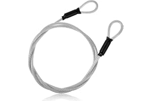 HPMJZ Security Steel Cable Coated Double Loop Cable Lock Luggage Lock Wire Rope 5mm x 1.2m Safety Wire Rope Flexible Security Cables Locks Braided Steel Lanyard Chains for Outdoor Gate Locks Bike Padlock