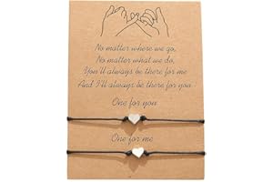 nuoshen 2 pcs Pinky Promise Bracelets, Adjustable Handmade String Rope Relationship Bracelets Friendship Couple Distance Matching Bracelet Valentine's Day Gift for Women Mother Daughter