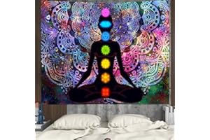 Tapisserie, Tapisserie Murale Mandala, Tapisserie Méditation, Tapisserie Mandala Colorée, Tenture Murale Yoga Mandala, avec Kit d'Installation, pour Chambre à Coucher Salon Dortoir, Studio Room Decor