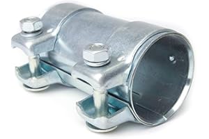 NovaNox German Engineering® Conector de tubo de acero galvanizado, interior de 46 mm de diámetro, exterior de 52,3 mm de diámetro, longitud de 80 mm universal, doble abrazadera de sujeción,