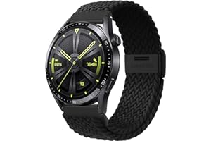 AidorMax Cinturino a Sgancio Rapido 22 mm, Cinturini in Elegante e Confortevole Elastico Traspirante con Fibbia Regolabile in Acciaio Inox per Smartwatch e Orologi (Nero)