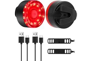 LTZGO 2 Pièces Feu arrière de vélo USB Rechargeable, 5 Modes D'éclairage Lampe LED Étanche Lumiere Velo Avant pour Bicyclette Guidon Casque Poussette Sac à Dos,Camping Collier-Animaux,Scooter-Enfants