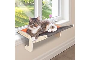 PowerKing Katzenfenster Sitzstange Lounge Mount Fenster Hängematte Kätzchen Sitz Bett Regale für Indoor Katzen Ohne Bohren Kein Saugnapf (Beige)