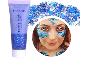 Neteson Chunky Body Glitter Gel Glitzer Gesicht Körper Liquid Festival Glitter Sequins Meerjungfrau Pailletten Glitzer für Haar Lip Nägel Festival Makeup (blau)