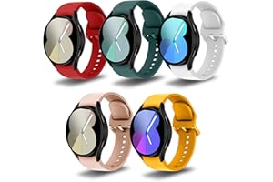 ASDONAL 5 Piezas 20mm Correas Compatible con Samsung Galaxy Watch 6/5/4 40mm 44mm / Galaxy Watch 6/4 Classic 47mm 46mm 43mm 42mm / Watch 5 Pro 45mm, Correa Silicona de Repuesto para Galaxy Watch 6