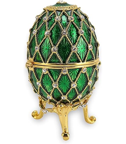 Uovo Portagioie In Stile Faberg&eacute; Con Leoni E Corona - Blu, 7,5 Cm
