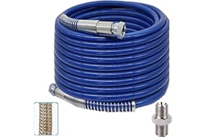 WOOLUCK® 20M x 1/4" Manguera de Pintura Airless, con Conector, Manguera de Alta Presión para Pistola Airless