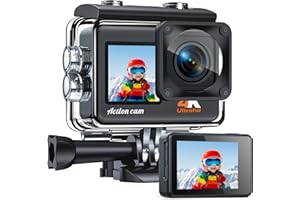 CAMWORLD Action Cam 4K 24MP WiFi 40M Fotocamera Subacquea, Impermeabile Videocamera EIS Stabilizzazione con 2 Screen, 2x1050mAh Batterie e Kit di Accessori