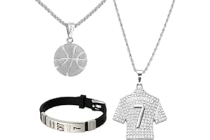 HhBdy 3 Pièces Collier Homme Acier Inoxydable, Cadeau Foot Bijoux Gourmette Enfant Maillot, Cadeau Foot Garcon 10 Ans Supporters, Bracelet Enfant Garçon N° 7 pour Unisexe