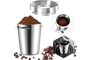 LIEBERWELL Taza Dosificadora de Café, Vaso Dosificador de Café de Acero Inoxidable de 58mm y Anillo Dosificador de Café, Taza de Café en Polvo, Taza Portafiltro, Accesorios para Cafetera Espresso