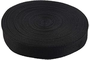 Jewecutger Sangle en nylon 25 mm x 20 m pour sac de sangle, cerclage de ceinture, bricolage, noir