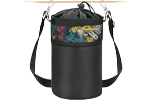 Mellbree Premium Peg Bag for Washing Line with Hanger, Black Peg Bag with Closing Cord and Shoulder Strap for Laundry Clothes Pegs, Indoor Outdoor Pegs Organizer Storage Use