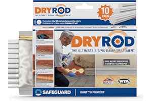 DRYZONE Dryrod Traitement Anti Remontées Capillaires – 10 Tiges Hydrofuges pour Mur – Barrière d’Étanchéité – Protection 20 Ans
