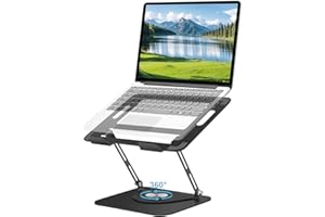 Zoelele Supporto per Laptop, Supporto PC Portatile con base girevole a 360°, Altezza Regolabile, Sollevatore Portatile, Compatibile con MacBook Pro/Air, iPad, Laptop e Tablet da 10 a 17,3" (Nero)