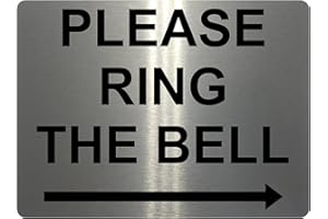 XTRA-PRINT 1500 PLEASE RING THE BELL Arrow Right Metal Aluminium Plaque Sign Door Gate (85x54mm Credit Card Size, Brushed Silver)