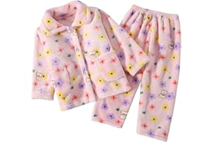 SoLu DAY8 Ensemble Enfant Garçon Hiver Chaud 2-14 Ans Polaire Dessin Animé Ensemble Ado Garçon Pantalon Et Chemise Manches Longues Velours Confortable Casual Vacances
