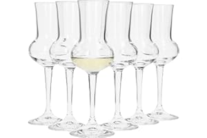 BORMIOLI ROCCO Bormioli Lot de 6 verres à grappa I Capacité 75 ml I Hauteur totale du verre 16,5 cm I Longueur du manche 5,8 cm I Verre à Grappa classique pour la célèbre boisson italienne