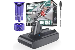 EGR Battery Replacement for Dyson V6 Animal/Absolute/SV/DC Series Cordless Vacuums, Includes Filters