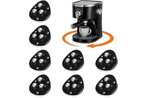 TRVL FIELDER Appliance Wheels for Kitchen Appliances, 360° Swivel Mini Caster Wheels, Self Adhesive Castor Roller for Small Kitchen Appliances, Storage Box, Trash Can DIY (with 3 Ball Bearings, Black, 8 PCS)