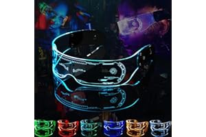 HUTATO LED Light Up Glasses ,Cyberpunk Luminous Visor Glasses,7 Colors Rechargeable Futuristic style Party Glasses Cool Neon Funny Shine Goggles for Cosplay Halloween Glasses Bar Club Party Decoration Gifts