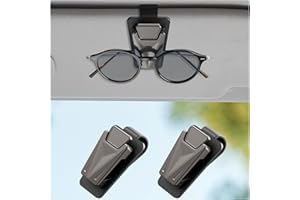 VOAKZEF 2 Pack Sunglasses Holders for Car Visor,Snap On Car Sunglasses Holders Clip,Car Visor Accessories for Most Glasses (Black Gray)