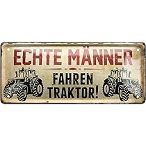 thumbnail: Grappig Metaalbord ‘Echte Mannen Rijden Tractor’ – 20x30cm – Leuk Cadeau Voor Boeren Of Tractorfans