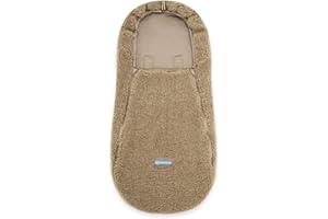 emma & noah Merino Teddy Fußsack für Kinderwagen, weicher Fußsack aus 100% Merino Wolle, atmungsaktiv & wärmend, ideal für kaltes Wetter (48x96 cm) (Essential Taupe)