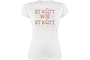 Shirtracer - Shirt Damen - Karneval & Fasching - Damen - Et kütt wie et kütt - Konfetti Köln Kölsch Grundgesetz Echte Kölner