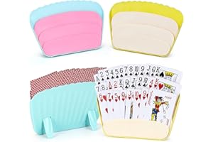 Joxessaien 4 Stück Kartenhalter Kinder, 2 Farbe Kartenhalter Spielkarten, Spielkartenhalter für Kinder, Erwachsene und äLtere Menschen