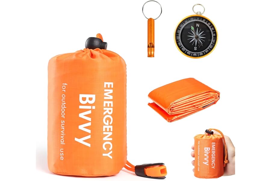 Survival Bag, Emergency Sleeping Bag, Survival Sleeping Bag, Reusable Survival Bivvy Bag,Waterproof Emergency Blanket, Ultralight, Heat-Repellent, Cold Protection for Outdoor Camping Hiking Hiking