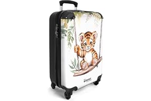 NoBoringSuitcases.com Valise Cabine Enfant Garcon - Orange Bébé Tigre - Roulette Bagages Pour Voyage 55x35x25cm