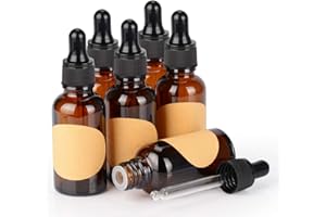 stonylab 30 ml (1 oz) 6-Pack Flacon Compte-gouttes en Verre, Marron Flacon en Verre Vide avec Compte-gouttes en Verre Conique, Bouchon Interne et Étiquette pour Huiles Essentielles Fragrances