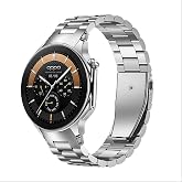 GIOPUEY Straps Compatible with OnePlus Watch 3, Stainless Steel Strap [Wear-Resistant] Bracelet &ndash; Silver