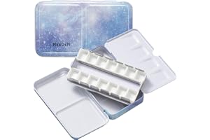 ‎MEEDEN MEEDEN Aquarellkasten Leer: Watercolor Malkasten Reise-Tuschkasten mit 14 Aquarell Napf Leer - tragbare Metallbox Wet Mischpalette für Aquarell Gouache Watercolor Künstler Studenten