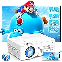 Videoprojecteur, 12000L 5G WiFi Bluetooth Full HD 1080P 4K Supportée, AKATUO Mini Projecteur Portable Rétroprojecteur Home Ci