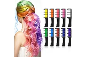 Haarkreide Glitzer Tattoos Set, Kastiny 10 Farben Temporäre Haarfarbe Kamm ungiftig, Haartönung Hair Chalk für Karneval/Halloween/Weihnachten/Party