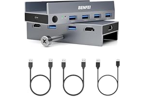 BENFEI HDMI 2.1 KVM Switch 8K@60Hz 4K@240Hz/165Hz/144Hz/120Hz, Conception de fixation par clip, USB 3.0 Switch 4 ports USB partageant 1 écran et clavier souris imprimante U disk pour 2 PC