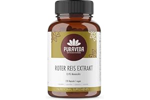 Roter Reis Extrakt Fermentiert 120 Kapseln | 2mg Monacolin | Hefereis - Abgefüllt und kontrolliert in Deutschland | Puraveda