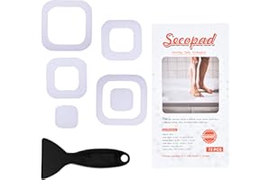 Secopad - 72 Adesivi Antiscivolo, con scolpiture, per vasche da Bagno e docce, con Raschietto (Bianco)