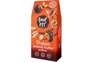 Feel FIT Protein Beurre de cacahuète Pralinés au chocolat au lait belge. Sans sucre, sans gluten, protein snack 66g (1 paquet)