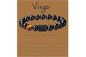 QSMGD Zodiac Bracelets for Women and Men,Friendship Bracelet,8mm 10mm Natural Black Onyx Stone Star Sign Constellation Horoscope Bracelet Gifts