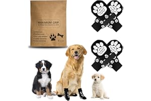 HTRTRR Lot de 4 chaussettes antidérapantes pour chiens avec sangle réglable, protège-pattes de chien, en coton, pour grands et petits, taille S